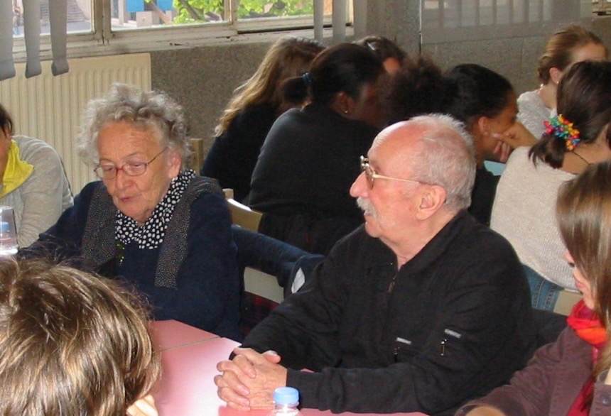 Claude et Paulette (nom de guerre Pauline). Urman au lycée H. Boucher; en 2008. Claude Urman (1922-2013), Paulette Yrman (1923-)